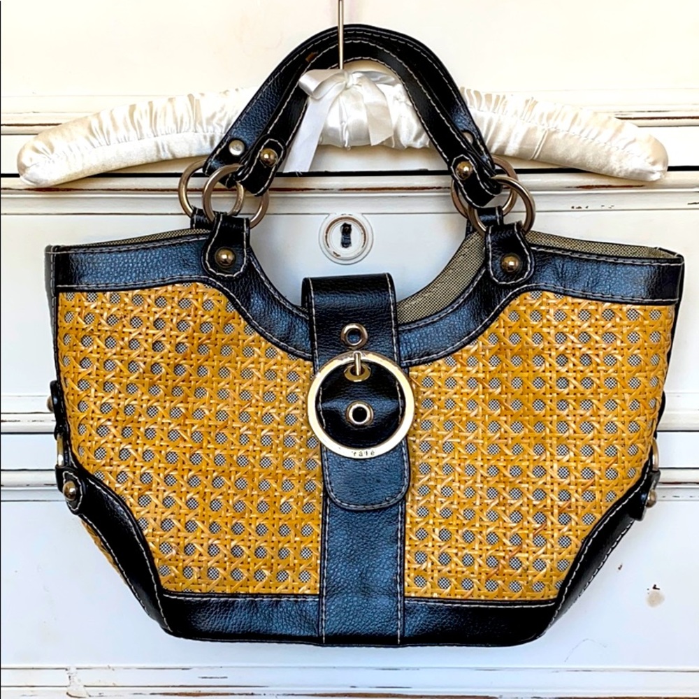 Rafē Black and Bamboo weaven tote